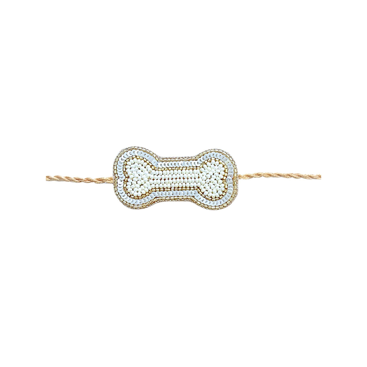 OFF-WHITE PEARL GOLD BONE RAKHI FOR DOGS AND CATS
