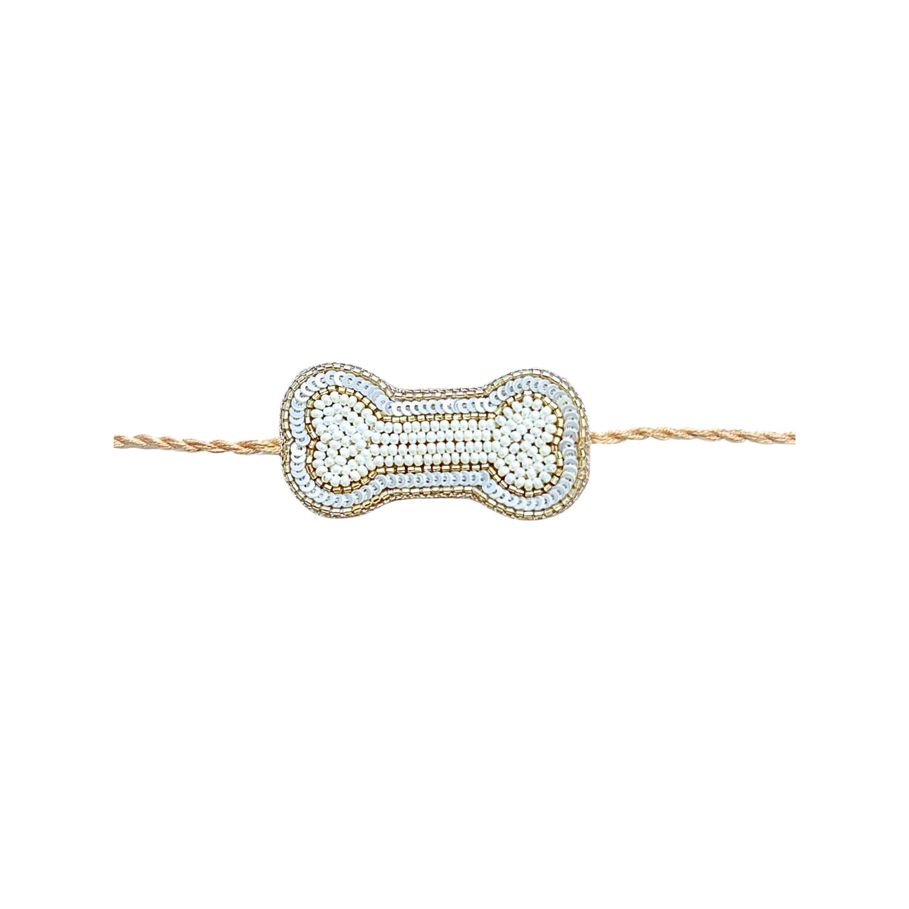 OFF-WHITE PEARL GOLD BONE RAKHI FOR DOGS AND CATS
