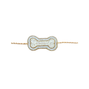 OFF-WHITE PEARL GOLD BONE RAKHI FOR DOGS AND CATS