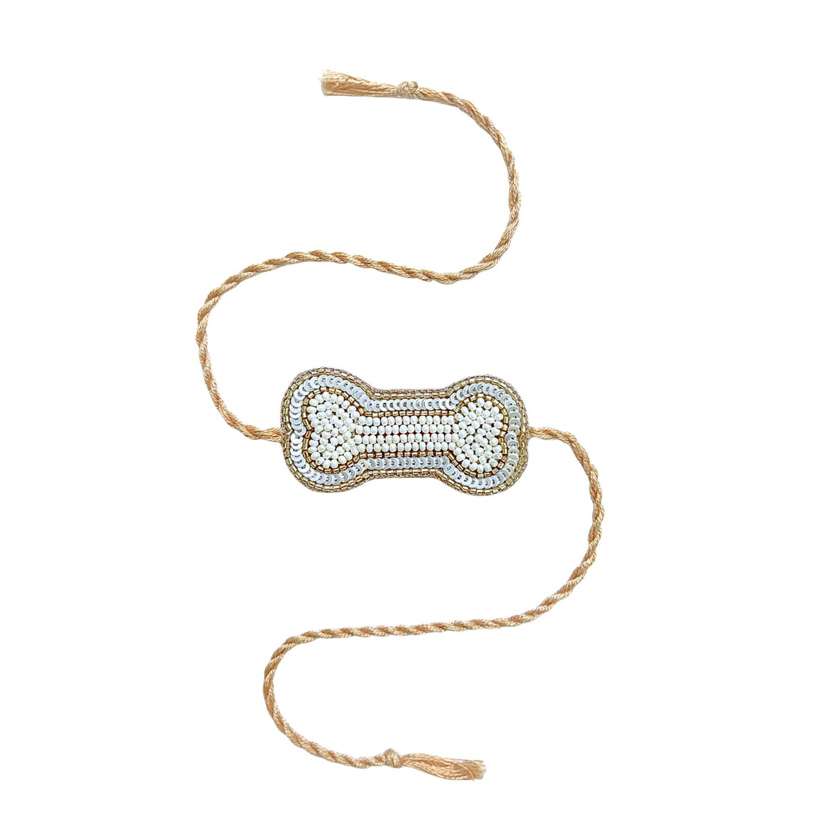 OFF-WHITE PEARL GOLD BONE RAKHI FOR DOGS AND CATS