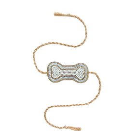 OFF-WHITE PEARL GOLD BONE RAKHI FOR DOGS AND CATS