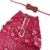 RED PATHANI DOG KURTA + RED BONE RAKHI FOR DOGS AND CATS