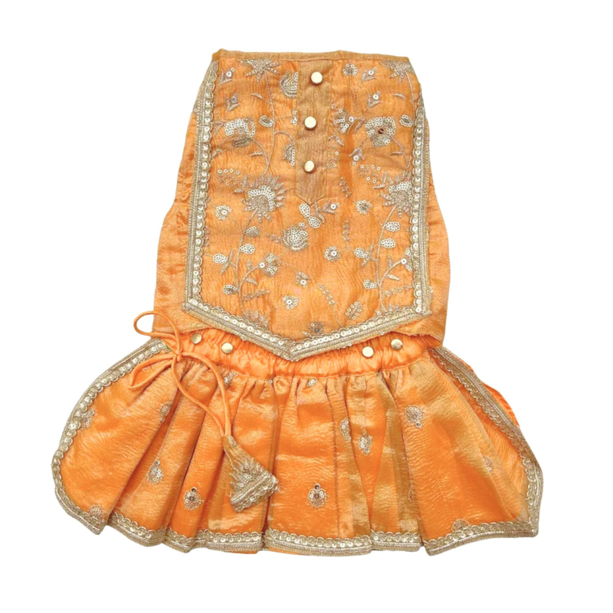 MUSTARD YELLOW FLORAL SEQUINS LEHENGA FOR DOGS AND CATS