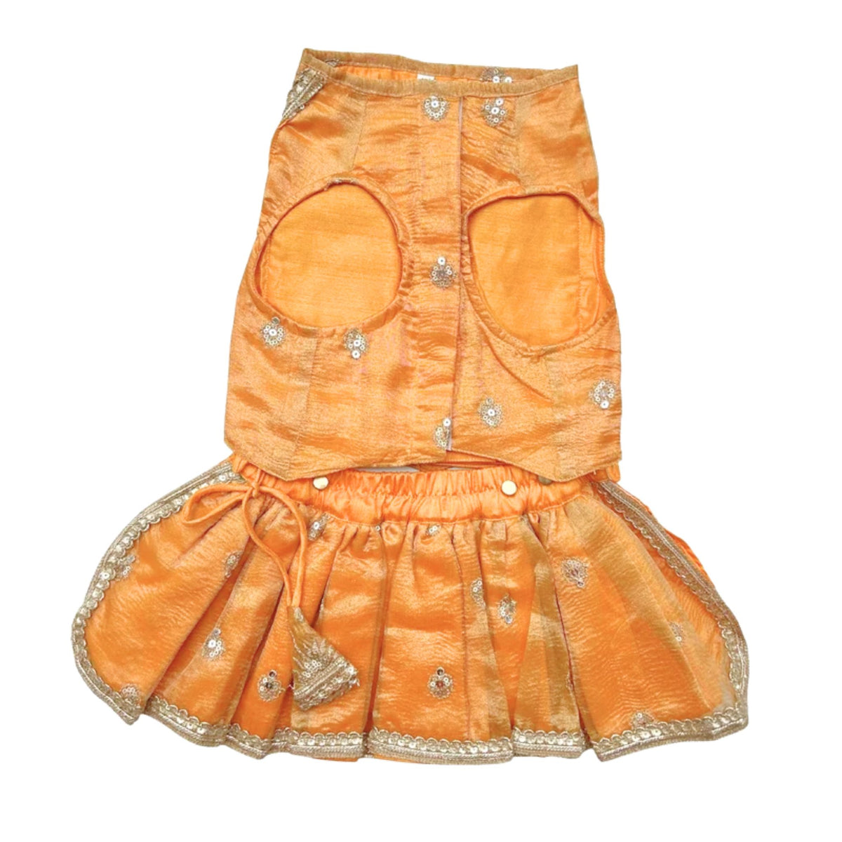 MUSTARD YELLOW FLORAL SEQUINS LEHENGA FOR DOGS AND CATS