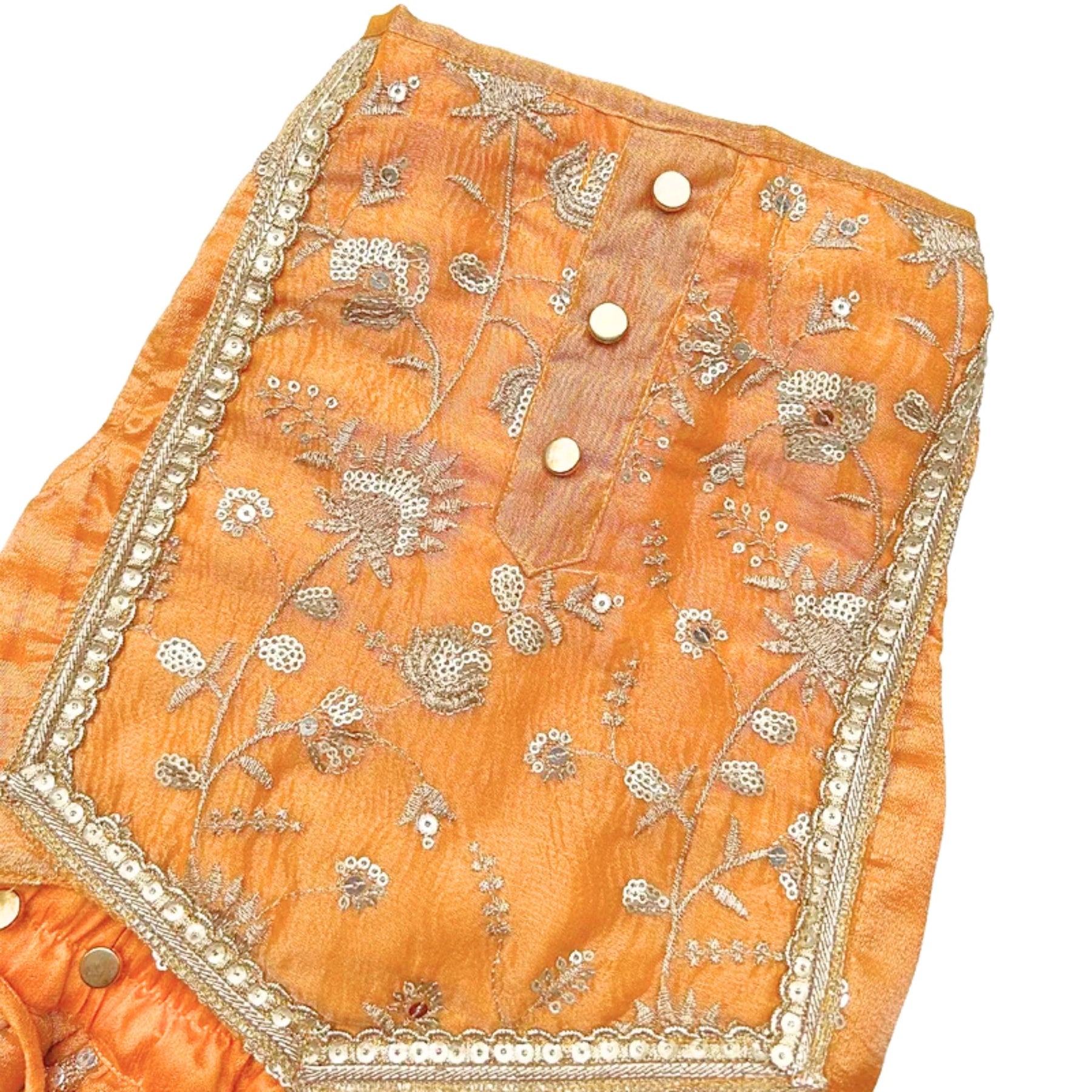MUSTARD YELLOW FLORAL SEQUINS LEHENGA FOR DOGS AND CATS