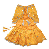 YELLOW BANDHANI PEARL EMBROIDERED LEHENGA FOR DOGS AND CATS