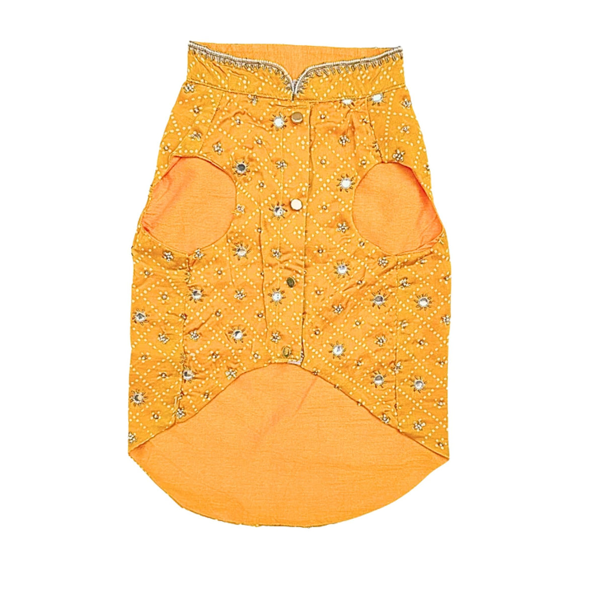 YELLOW BANDHANI PEARL HAND EMBROIDERED SHERWANI FOR DOGS AND CATS