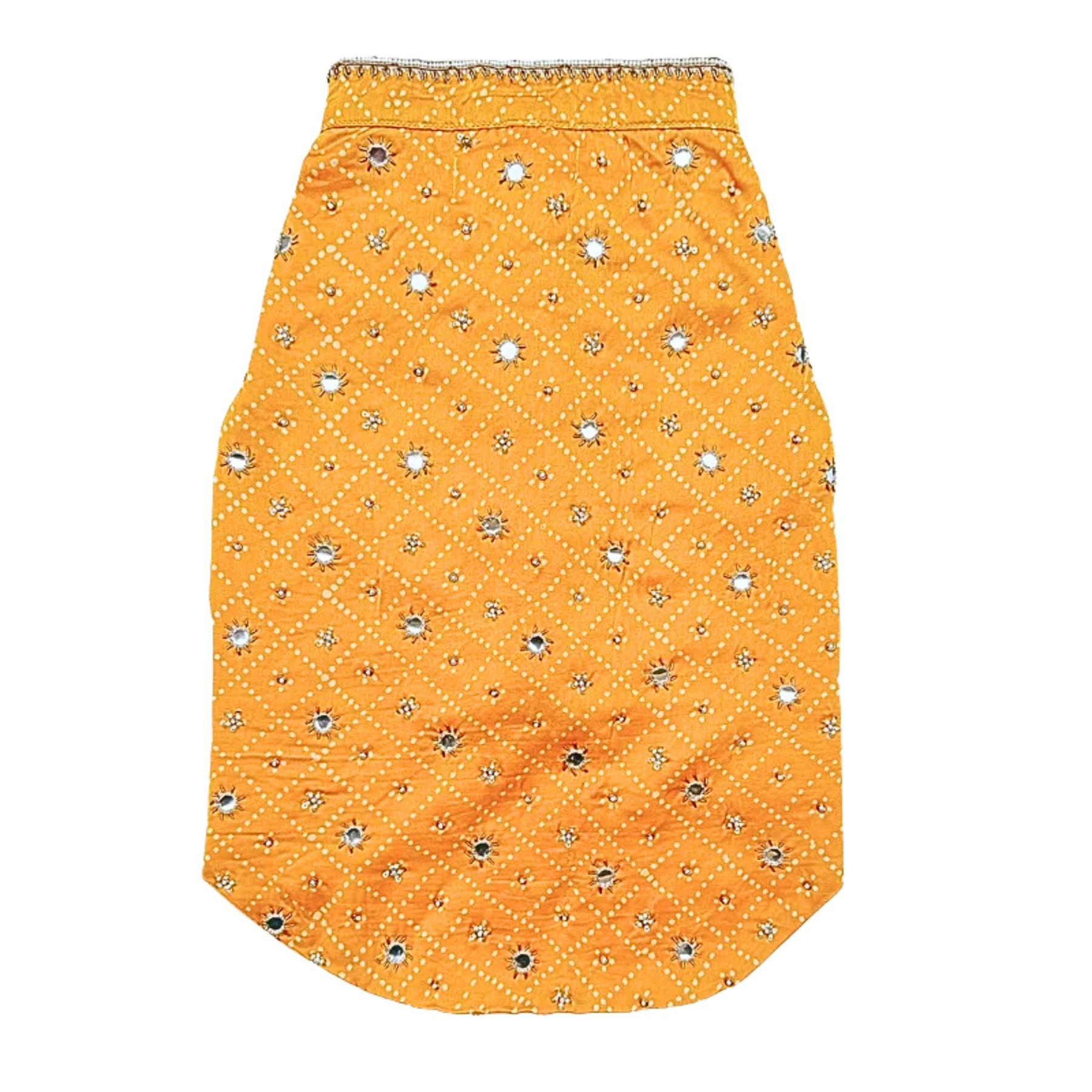 YELLOW BANDHANI PEARL HAND EMBROIDERED SHERWANI FOR DOGS AND CATS
