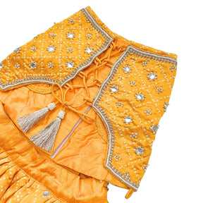 YELLOW BANDHANI PEARL EMBROIDERED LEHENGA FOR DOGS AND CATS