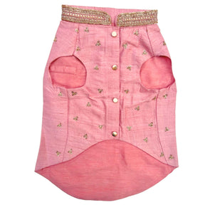 PETAL ROSE PINK HAND EMBROIDERED DOG SHERWANI