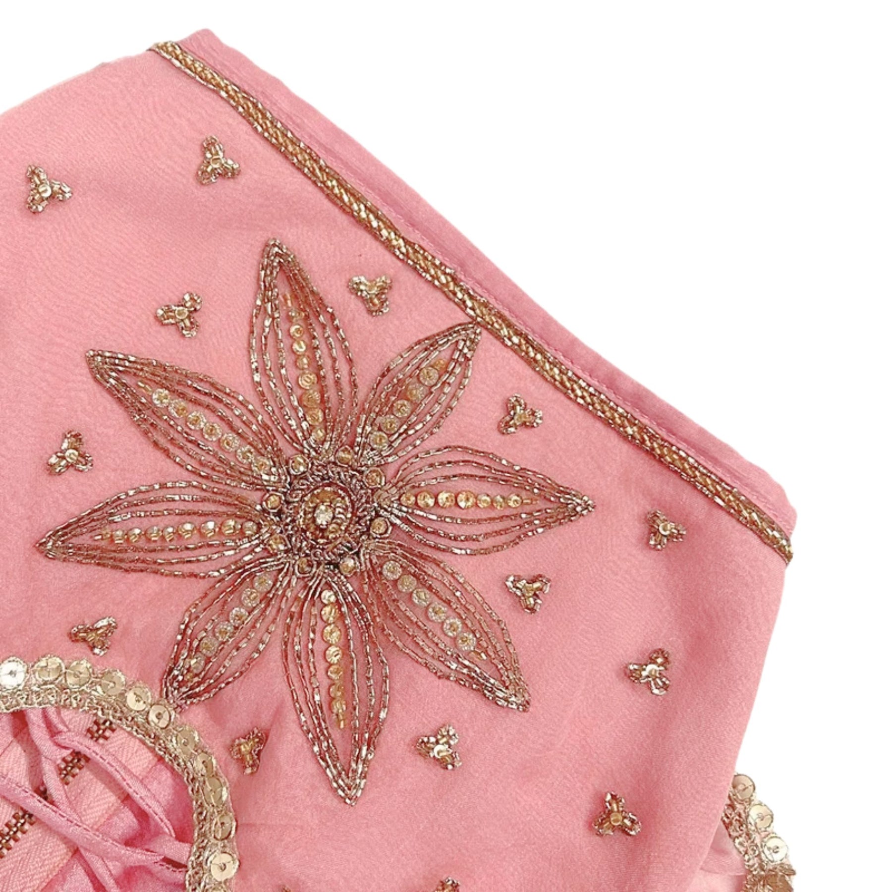 PETAL ROSE PINK HAND EMBROIDERED DOG LEHENGA