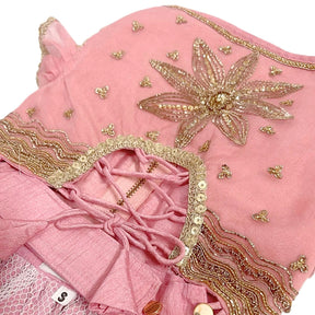 PETAL ROSE PINK HAND EMBROIDERED DOG LEHENGA