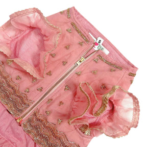 PETAL ROSE PINK HAND EMBROIDERED DOG LEHENGA