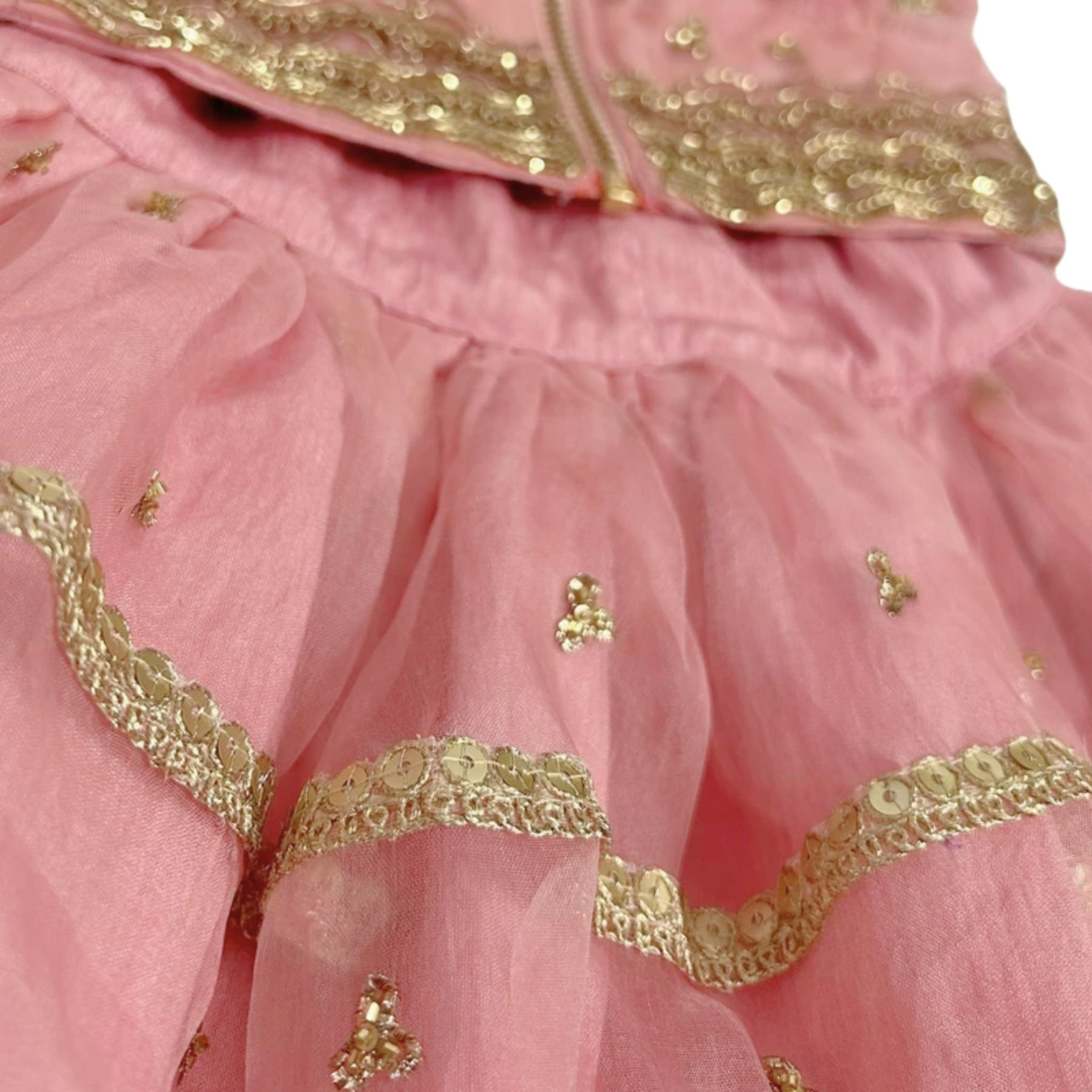 PETAL ROSE PINK HAND EMBROIDERED DOG LEHENGA