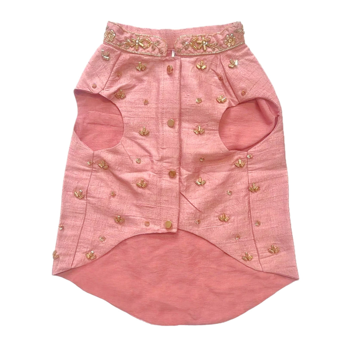 PINK HAND EMBROIDERED GOLD FLOWERS DOG SHERWANI