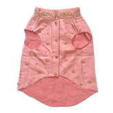 PINK HAND EMBROIDERED GOLD FLOWERS DOG SHERWANI