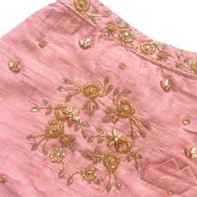 PINK HAND EMBROIDERED GOLD FLOWERS DOG SHERWANI