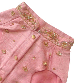 PINK HAND EMBROIDERED GOLD FLOWERS DOG SHERWANI