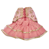 BLUSH PINK HAND EMBROIDERED GOLD FLOWERS DOG LEHENGA