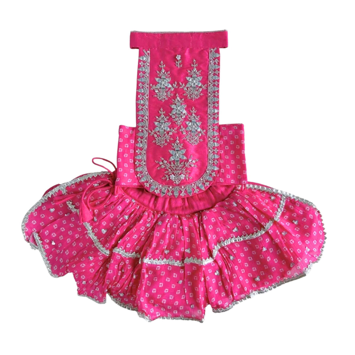 PINK BANDHANI SILVER EMBELLISHED LEHENGA FOR DOGS AND CATS