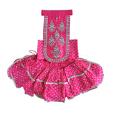 PINK BANDHANI SILVER EMBELLISHED LEHENGA FOR DOGS AND CATS