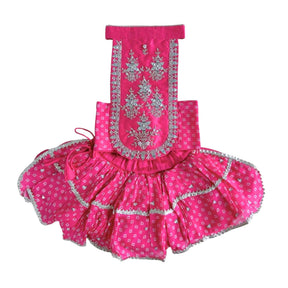 PINK BANDHANI SILVER EMBELLISHED LEHENGA FOR DOGS AND CATS