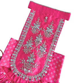 PINK BANDHANI SILVER EMBELLISHED LEHENGA FOR DOGS AND CATS