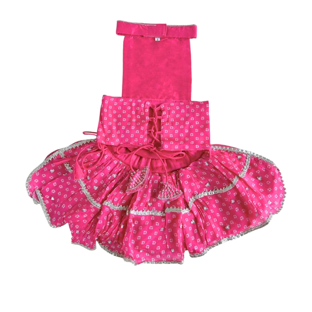 PINK BANDHANI SILVER EMBELLISHED LEHENGA FOR DOGS AND CATS
