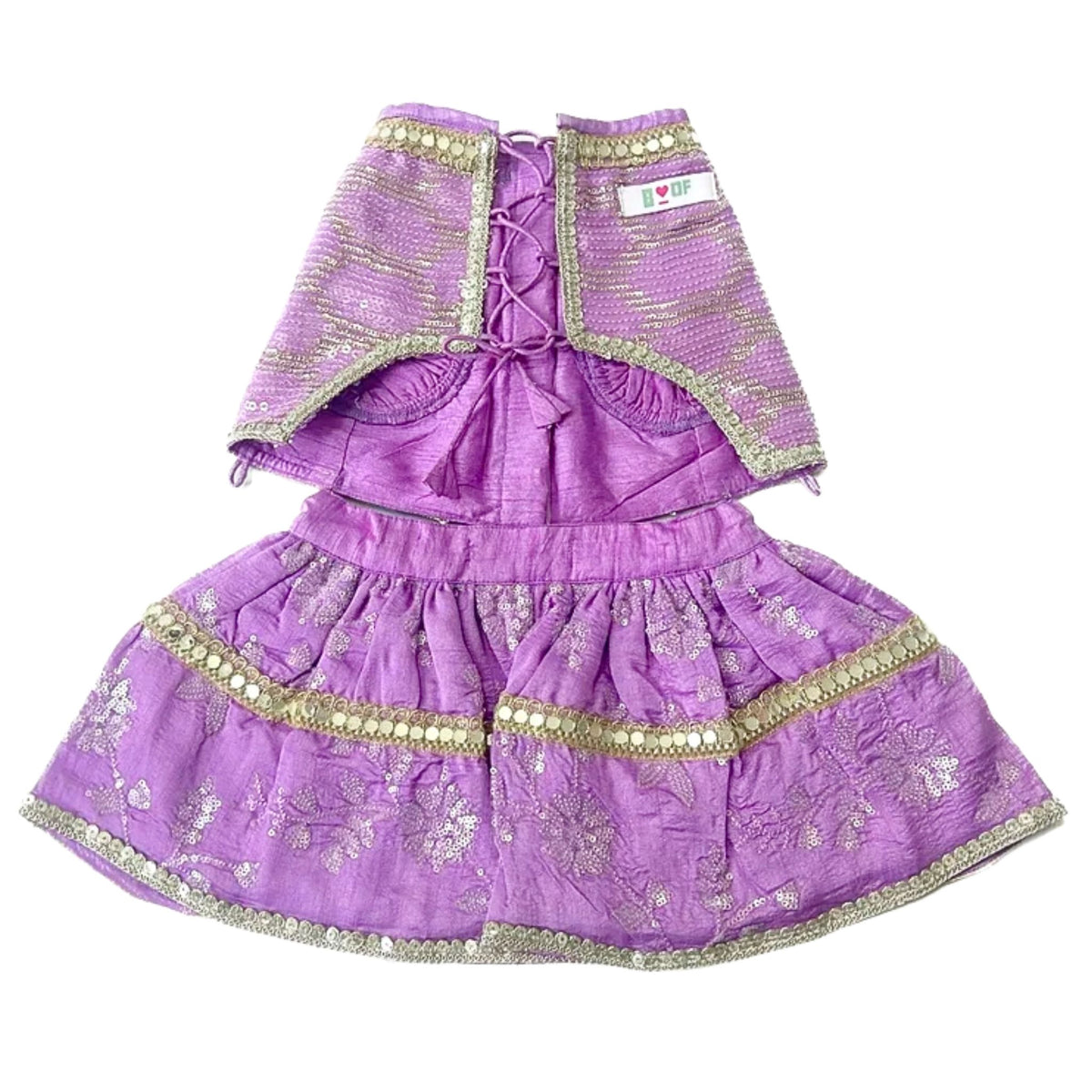 LAVENDER SEQUINS DOG LEHENGA