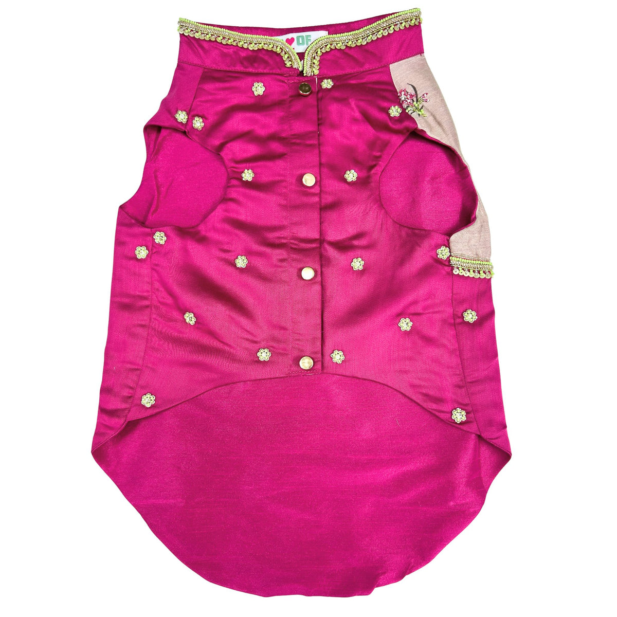 LIME GILDED PINK BLOSSOM HAND EMBROIDERED SHERWANI FOR DOGS AND CATS