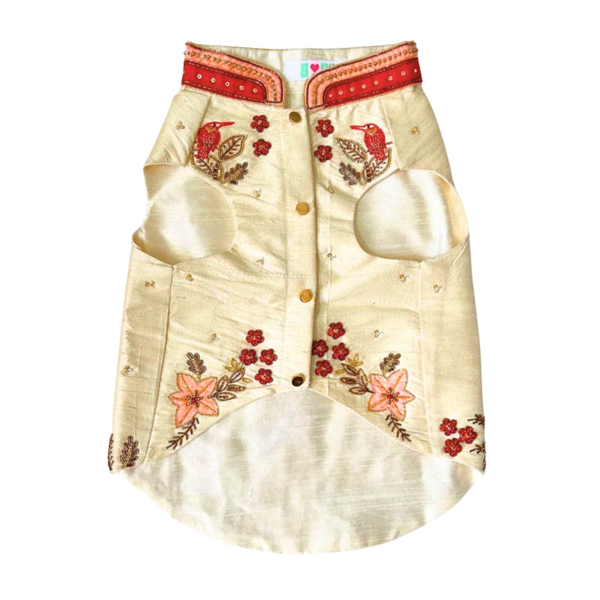 IVORY PALM HAND EMBROIDERED SHERWANI FOR DOGS AND CATS