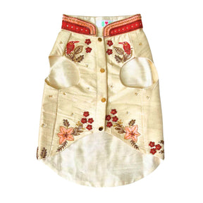IVORY PALM HAND EMBROIDERED SHERWANI FOR DOGS AND CATS