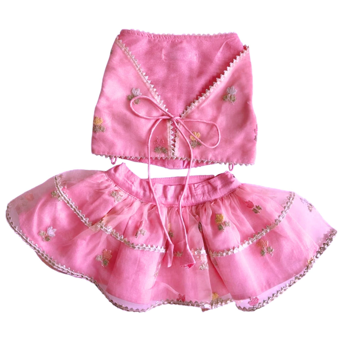 DAINTY FLORAL PASTEL PINK DOG LEHENGA FOR DOGS AND CATS