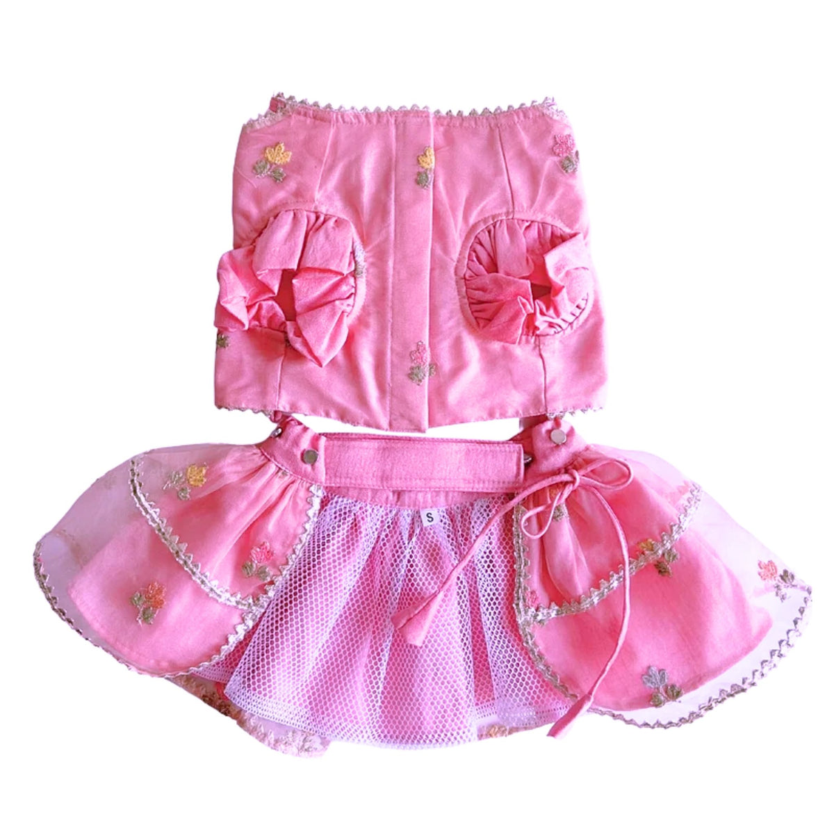 DAINTY FLORAL PASTEL PINK DOG LEHENGA FOR DOGS AND CATS