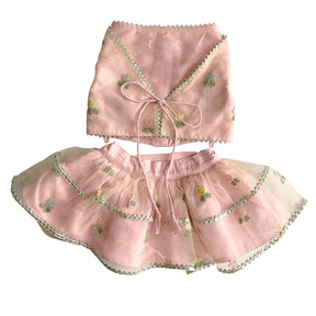 DAINTY FLORAL DUSKY PINK DOG LEHENGA FOR DOGS AND CATS