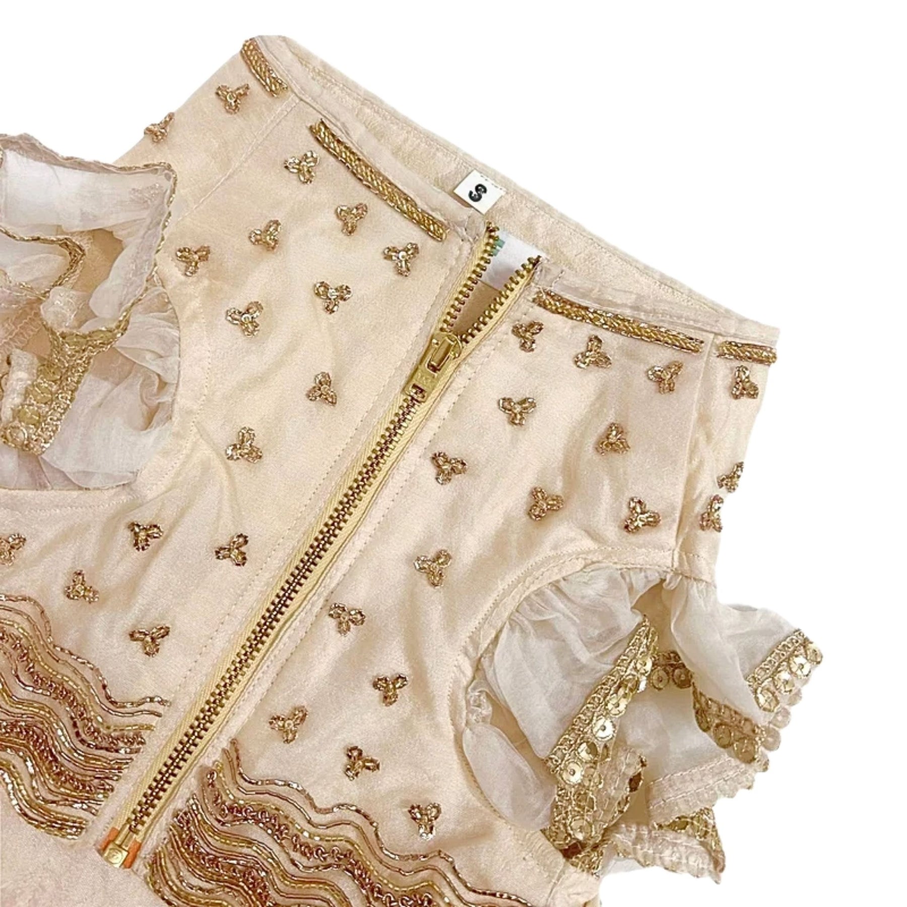 PETAL OFF-WHITE HAND EMBROIDERED DOG LEHENGA