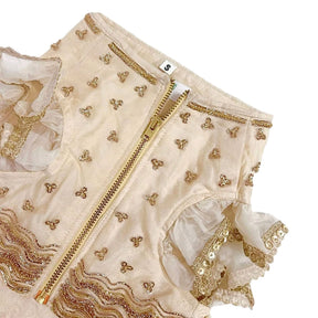 PETAL OFF-WHITE HAND EMBROIDERED DOG LEHENGA