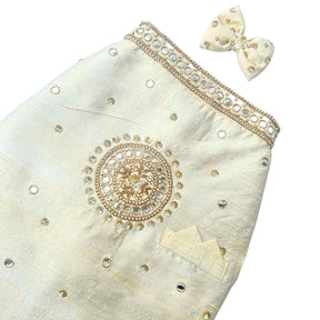 HAND EMBROIDERED MIRROR WORK OFF-WHITE DOG SHERWANI