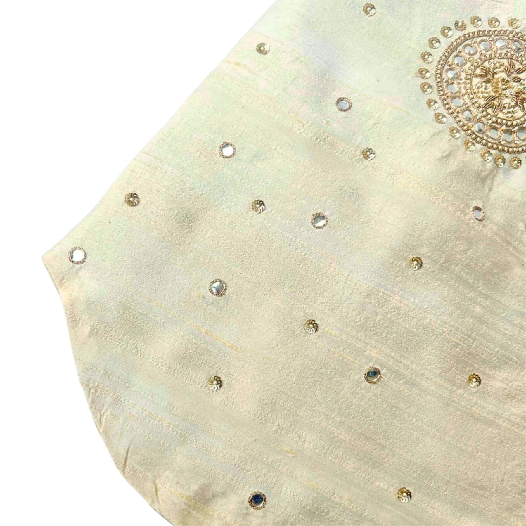 HAND EMBROIDERED MIRROR WORK OFF-WHITE DOG SHERWANI