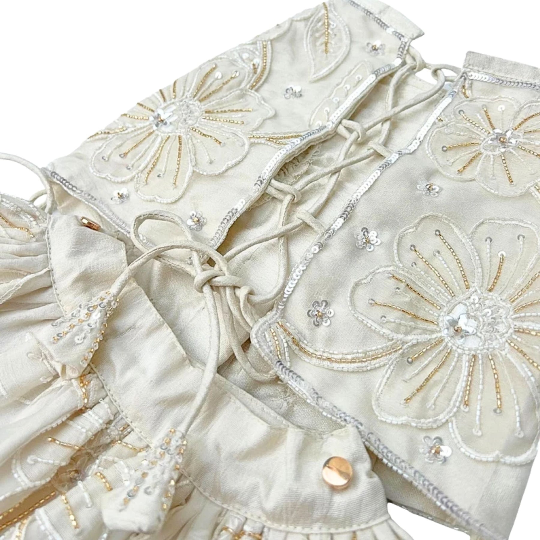 BEADED FLOWER APPLIQUE HAND EMBROIDERED LEHENGA FOR DOGS AND CATS