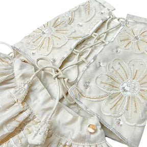 BEADED FLOWER APPLIQUE HAND EMBROIDERED LEHENGA FOR DOGS AND CATS
