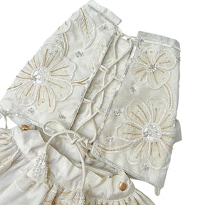 BEADED FLOWER APPLIQUE HAND EMBROIDERED LEHENGA FOR DOGS AND CATS