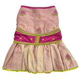 LIME GILDED PINK BLOSSOM HAND EMBROIDERED LEHENGA FOR DOGS AND CATS