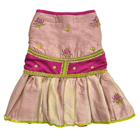 LIME GILDED PINK BLOSSOM HAND EMBROIDERED LEHENGA FOR DOGS AND CATS