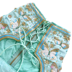 SEA BLUE BUTTERFLY DOG LEHENGA