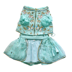 SEA BLUE BUTTERFLY DOG LEHENGA