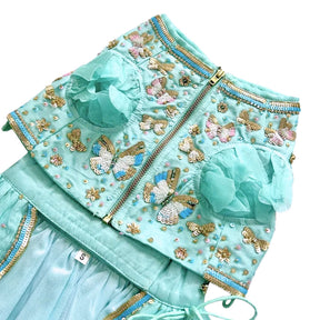 SEA BLUE BUTTERFLY DOG LEHENGA