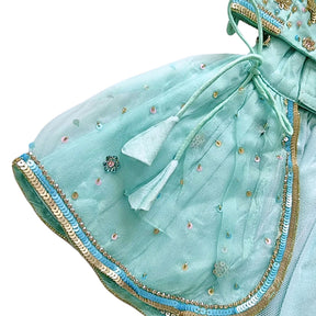 SEA BLUE BUTTERFLY DOG LEHENGA