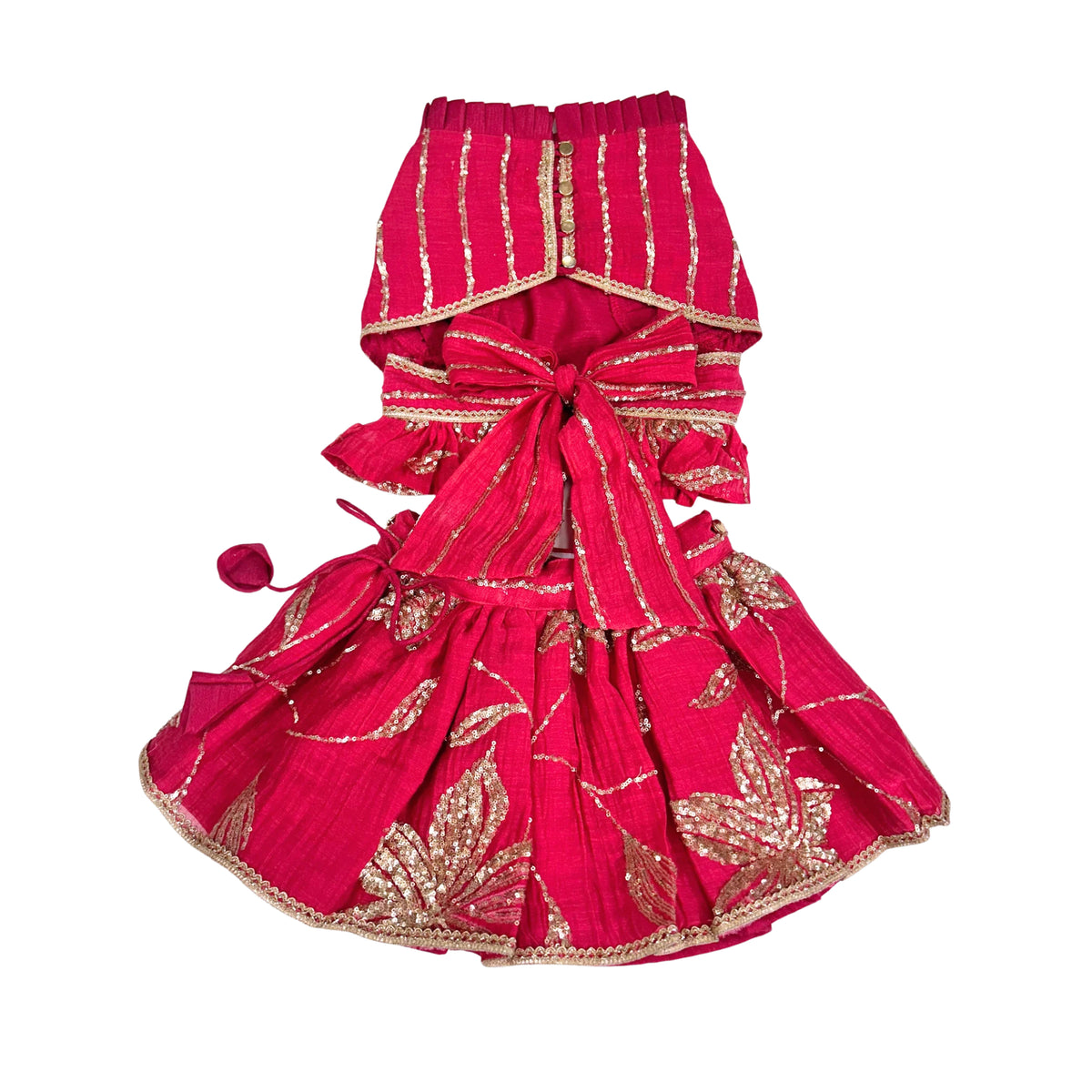 PINK DILNOOR BOW LEHENGA  FOR DOGS AND CATS