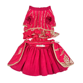 PINK DILNOOR BOW LEHENGA  FOR DOGS AND CATS